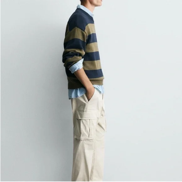 NWT Zara Men's Beige Cargo Pants size 32 - Picture 2 of 6